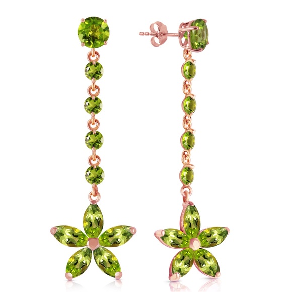 Galaxy Gold Products Jewelry - SOLID GOLD CHANDELIERS EARRINGS WITH PERIDOTS